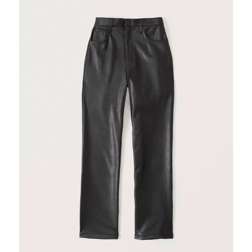 Abercrombie & Fitch 90s Ultra High Rise Straight Leather Pants  NWT Size 28